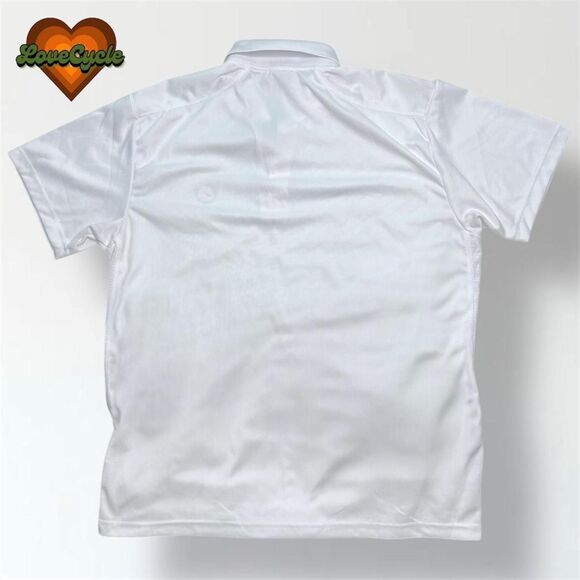 Men's Sport-Dri White & Blue Quick Dry Retro Sports Polo Shirt Top - Picture 3 of 6